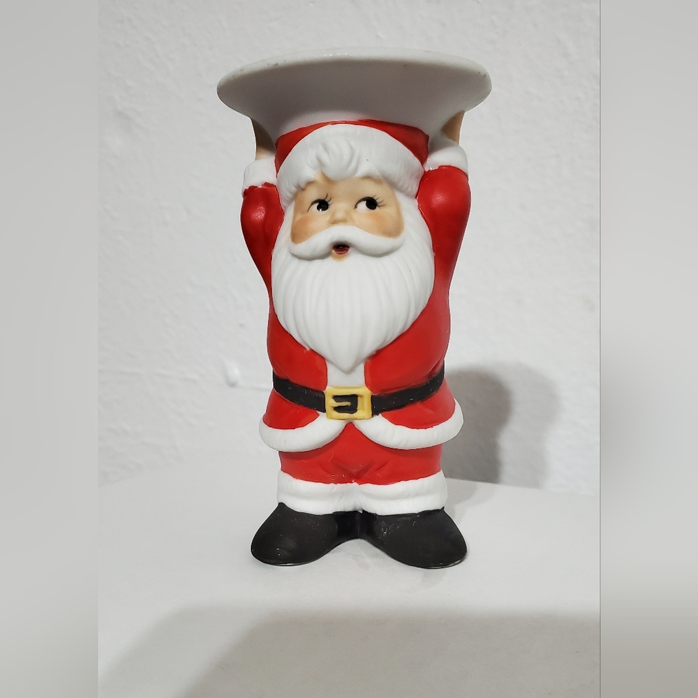 Christmas Figurine. Vintage Festive Santa Candle Holder - George Good